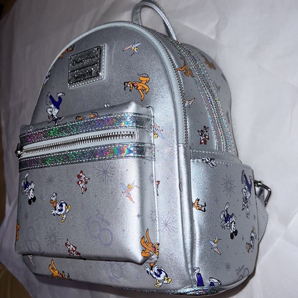 New!! Disney 100th Anniversary Platinum Mickey & Friends Mini Backpack - Picture 3 of 16